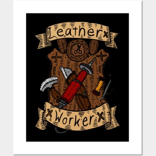 leather working, leather crafting. hand drawn. Posters and Art